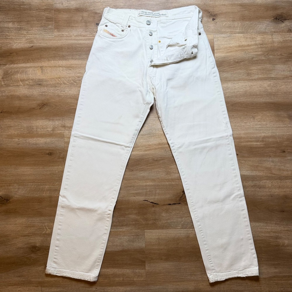 Diesel New Saddle 333 Jeans Mens 28x30 White Relaxed Tapered Made in Italy Denim